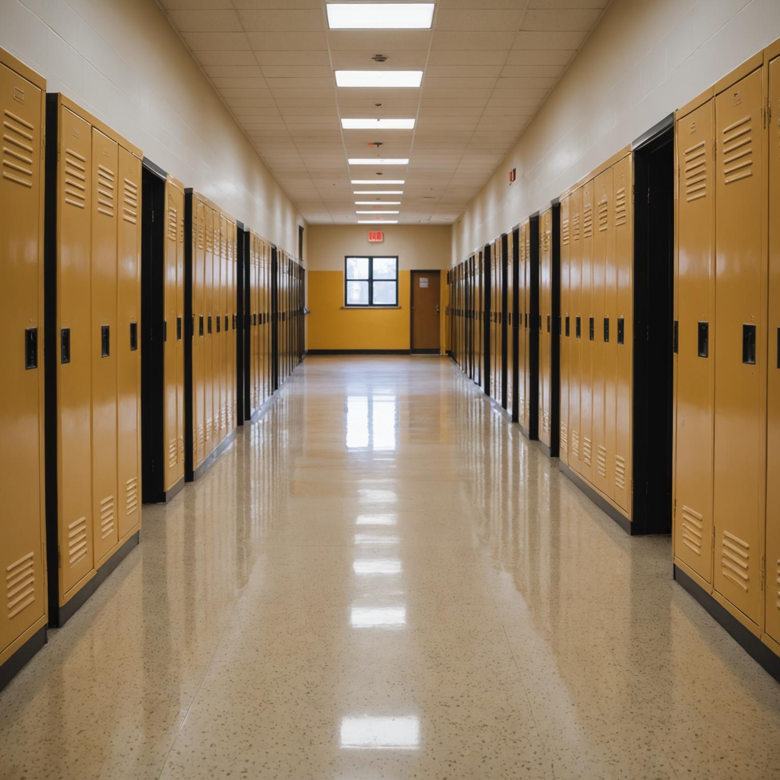 Gleaming school hallway maintained by professional education cleaning services